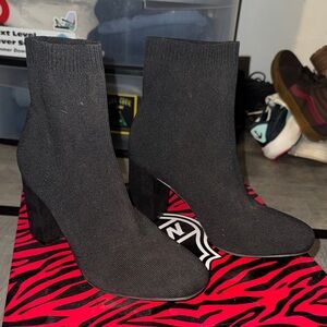 Black Knit Ankle Boots